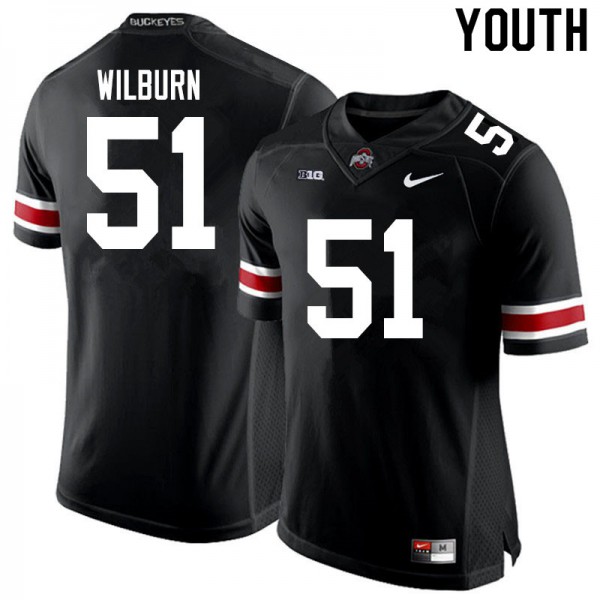 Ohio State Buckeyes #51 Trayvon Wilburn Youth Stitched Jersey Black OSU54171